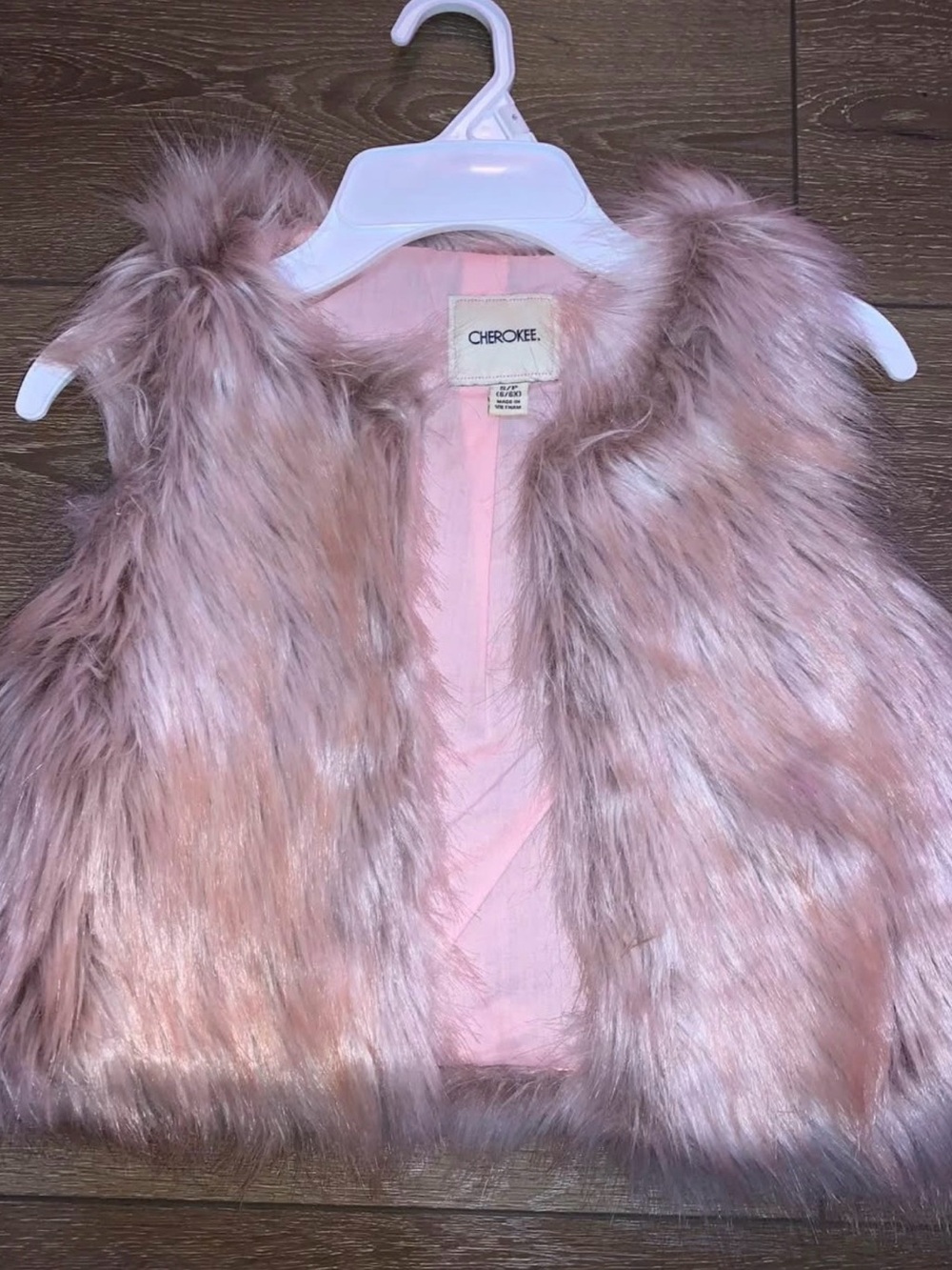 Cherokee Mauve Pink Faux Fur Vest